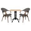 Super-Seat | De Horeca terrasset textielstoelen + Werzalit tafel eiken 7 | Eiken Werzalit tafel, zwart metalen onderstel, 2 textielstoelen met houten armleuningen in zwart met geweven zitting |. | Horecameubilair