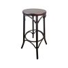 Super-Seat | Het Thonet Café Barkrukken | Houten ronde zitting, metalen gebogen poten met een cirkelvormige voetsteun, bruin en met contrast. | Horecameubilair