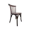Super-Seat | Thonet Café Stapelstoelen | Klassiek bruin met verticale spijlen, gebogen tapijt, en elegante poten tegen witte achtergrond. | Horecameubilair