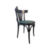 Super-Seat | Thonet zwart houten stoel | Zwart hout, groene zitting, gebogen rugleuning met verticale spijlen, klassieke elegantie. | Horecameubilair