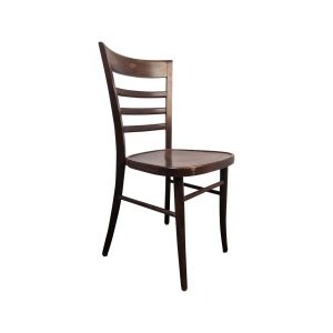 Super-Seat | De Tommy Thonet houten caféstoelen walnootbruin | Walnootbruine houten stoel, gebogen lattenrug, rond vlak zitvlak, Thonet stijl. | Horecameubilair