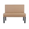 Super-Seat | De Lisa horeca eetbank bistro Taupe - 120cm | Taupekleurige stoffen bekleding, zwarte metalen poten, rechte rugleuning, modern design. | Horecameubilair