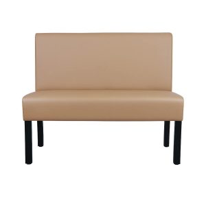 Super-Seat | De Lisa horeca eetbank bistro Taupe - 120cm | Taupekleurige stoffen bekleding, zwarte metalen poten, rechte rugleuning, modern design. | Horecameubilair