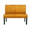 Super-Seat | De Lisa horeca eetbank bistro velours oker - 120cm Mosterdgele velours bank met hoge rugleuning, zwarte poten, okergeel gestoffeerd. | Horecameubilair