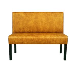 Super-Seat | De Lisa horeca eetbank bistro velours oker - 120cm Mosterdgele velours bank met hoge rugleuning, zwarte poten, okergeel gestoffeerd. | Horecameubilair