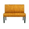 Super-Seat | De Lisa horeca eetbank bistro Oker - 120cm | Mosterdgele stoffen eetbank met zwarte metalen poten, compact en zonder armleuningen. | Horecameubilair