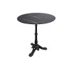 Super-Seat | De Horeca tafels melamine zwart marmer rond 67cm met onderstel | Zwart marmerlook tafel, witte aders, melamine blad, rond, zwarte metalen voet. | Horecameubilair