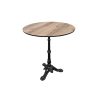 Super-Seat | Horeca terrastafels Parijs | 70cm rond HPL kasteel eiken blad, zwart metalen poot, warme houtkleur, stevige materialen. | Horecameubilair