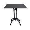 Super-Seat | Een Horeca tafel melamine zwart marmer 67x67cm | Zwart marmerlook melamine blad, decoratieve metalen poot, effen wit als achtergrond. | Horecameubilair