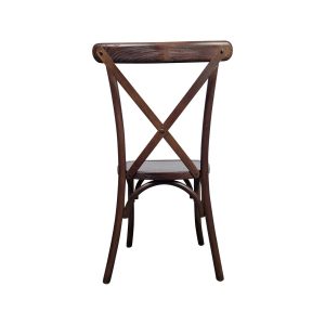 Super-Seat | Kruis achter stapelstoelen bruin hout | Bruin houten stapelstoelen met gebogen poten en gladde donkere afwerking. | Horecameubilair