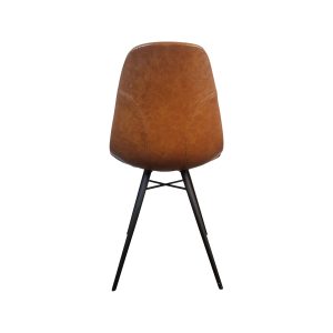Super-Seat | Jimmi bistrostoelen cognac | Cognackleurige stoffen stoel met gebogen tapijt, zwarte metalen poten en zichtbare stiksels. | Horecameubilair