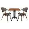 Super-Seat | Horeca terras set textiele stoelen + Werzalit tafel teak | 2 wicker-look textiele stoelen met houten armen & vierkante teak-laminaat tafel, lichtbruin/zwart |. | Horecameubilair