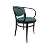 Super-Seat | De Michael Thonet 210 vintage gebogen houten fauteuil | Zwart/groene stoel met donker houten frame, ronde rugleuning, armleuningen en beklede zitting/kleed. | Horecameubilair