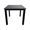 Super-Seat | De Empire horecatafel van 80x80cm | Zwart melamine blad, vier rechte metalen poten, minimalistisch en modern, gefotografeerd op wit. | Horecameubilair
