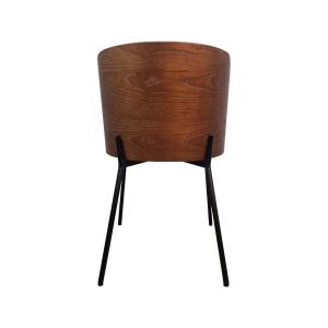 Super-Seat | Een New York design stoel in hout met zwart leer en een gebogen rugleuning | Zwart leren rug, houten zitting & rug met vergelijkbare nerf, zwarte metalen poten |. | Horecameubilair