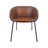 Super-Seat | De Portland design fauteuils cognac leer | Cognac leren armstoel met vergelijkbare stiknaden, ronde rugleuning en zwarte metalen poten. | Horecameubilair