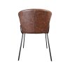 Super-Seat | De Portland design fauteuils cognac leer | Bruine kunstleren stoel met gebogen zitting & zwarte metalen poten, stiksel in het midden. | Horecameubilair