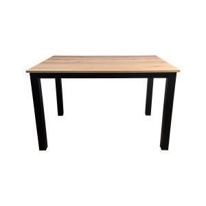 Super-Seat | The Empire horeca tafels eiken melamine 120x80cm met onderstel | Rechthoekig tafelblad van eikenlook melamine, vier zwarte metalen poten. | Horecameubilair