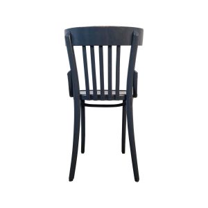 Super-Seat | De Ocean Thonet vintage houten spijlenstoel | Grijsblauwe houten stoel met ronde rugleuning en verticale spijlen. | Horecameubilair