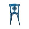 Super-Seat | De Sky Thonet vintage houten waaier stoel | Blauwe houten stoel met licht gebogen rugleuning en verticale latten, retro design. | Horecameubilair