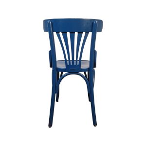 Super-Seat | De Indigo Thonet vintage houten waaier stoel blauw | Blauwe houten stoel met gebogen rugleuning, verticale spijlen, klassiek ontwerp. | Horecameubilair