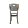 Super-Seat | Grijze vintage bistrostoel van hout; zichtbare schroeven, lichte slijtage en driehoekige ruguitsparing. | Horecameubilair