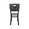 Super-Seat | The Dotty Deco houten bistrostoelen vintage zwart | Vintage houten stoel met zwarte distressed afwerking, driehoek uitsnede, rechte poten |. | Horecameubilair