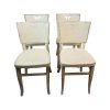 Super-Seat | Set van 4 Dotty Deco houten bistrostoelen | Ivoorwitte houten stoelen met vintage look, geometrische rugleuning, set van 4. | Horecameubilair