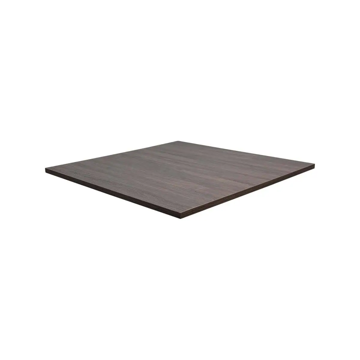 Super-Seat | Scandinavische design stoelen hout / zwart | Donkerhouten, vierkant tafelblad met zichtbare nerf op witte achtergrond. | Horecameubilair