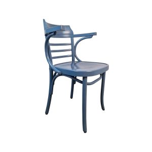 Super-Seat | De Denim Thonet vintage houten fauteuil lichtblauw | Lichtblauw hout, gebogen poten, stevige zitting, latten rugleuning, armleuningen. | Horecameubilair