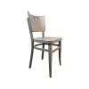 Super-Seat | Vintage houten bistrostoel, grijs verweerd, licht gebogen rugleuning, plat zitvlak. | Horecameubilair