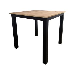 Super-Seat | The Empire horeca tafels eiken melamine 80x80cm met onderstel | Vierkante tafel, eiken melamine blad, zwarte metalen vierpoots onderstel |. | Horecameubilair