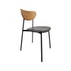 Super-Seat | De Must Scandinavische design stoelen hout / zwart | Zwart metalen frame, gebogen houten rugleuning, zwart zitkussen, modern design. | Horecameubilair