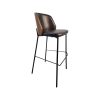 Super-Seat | Het New York design barkrukken hout zwart leer | Zwart leren zitting/kleed, houten accenten, zwarte metalen poten met voetsteun. | Horecameubilair