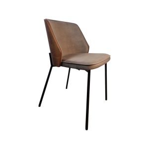 Super-Seat | De New York design stoelen hout velours Mokka | Bruin velours zitting/vloerkleed, houten accenten, slanke zwarte metalen poten. | Horecameubilair