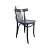 Super-Seat | De Ocean Thonet vintage houten spijlenstoel | Grijsblauwe houten stoel met gebogen rugleuning, verticale spijlen, vier poten. | Horecameubilair