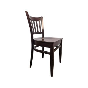 Super-Seat | De Richmond vintage houten caféstoel donkerbruin | Donkerbruine houten stoel met lattenrug, rechte poten en licht gebogen massieve zitvlak. | Horecameubilair