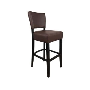 Super-Seat | De Lisa Rome horeca barkrukken donkerbruin | Donkerbruine stoffen barkruk met zwart houten poten, beklede zitting & rugleuning, metalen voetensteun. | Horecameubilair
