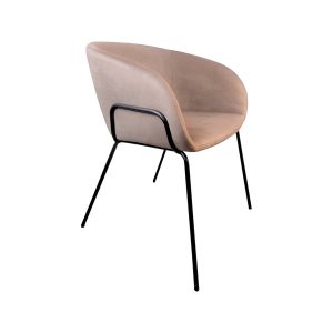 Super-Seat | De Portland design fauteuils | Lichtbeige velours mokka zitting met gebogen rugleuning, zwart metalen poten. | Horecameubilair