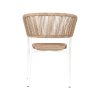 Super-Seat | Ibiza wit (terras) stapelstoelen met kussen | Witte metalen frame, naturel gevlochten zitting/rugleuning, kussen inbegrepen. | Horecameubilair