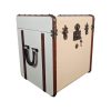 Super-Seat | Vintage koffertafel, crème kleur, donker hout, metalen noppen/grepen/sloten. | Horecameubilair
