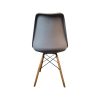 Super-Seat | Grijze kunststof kuip, houten poten, zwarte metalen spijlen; stijlvol en stevig. | Horecameubilair