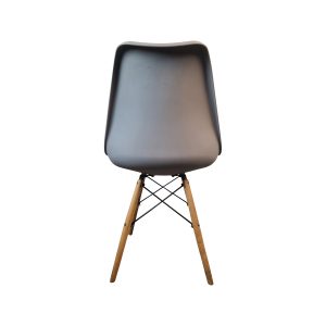 Super-Seat | Grijze kunststof kuip, houten poten, zwarte metalen spijlen; stijlvol en stevig. | Horecameubilair