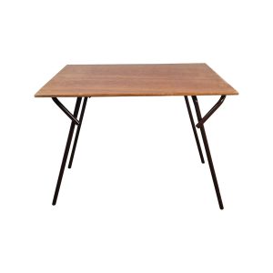 Super-Seat | The Tudor vintage houten examentafels 60x90cm | Bruin hout blad, zwarte metalen poten, rechthoekig inklapbaar ontwerp. | Horecameubilair