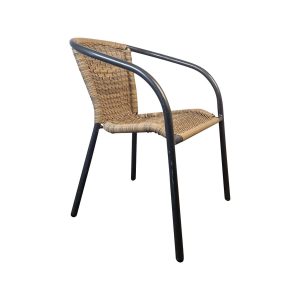Super-Seat | The Terry terrasstoelen Zwart metalen frame, kunststof vlechtwerk zitting/rug, zwarte metalen armleuningen, nietelbaar. | Horecameubilair