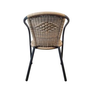 Super-Seat | Achteraanzicht van de Terry terrasstoelen stapelbaar | Zwart metalen frame, kunststof rotan in diamantpatroon, stapelbaar. | Horecameubilair