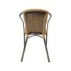 Super-Seat | The Tivoli terrasstoelen stapelbaar | Chroom frame, gebogen metalen armleuning, gevlochten rotan vloerkleed en zitting in lichtbruin. | Horecameubilair