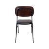 Super-Seat | Jody horeca design stoelen zwart / bruin stapelbaar | Donker houten vloerkleed, zwarte metalen poten, zwarte beklede zitting. | Horecameubilair