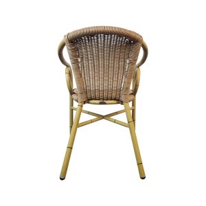 Super-Seat | Tropicana vintage rotan terrasstoelen met armleuning Lichtbruine rotan zitting & vloerkleed, bamboe-look frame, natuurlijke materialen. | Horecameubilair