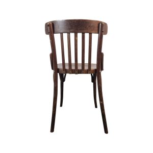 Super-Seat | Houten stoel met gebogen rugleuning, verticale spijlen en schuine poten in naturel houtkleur. | Horecameubilair